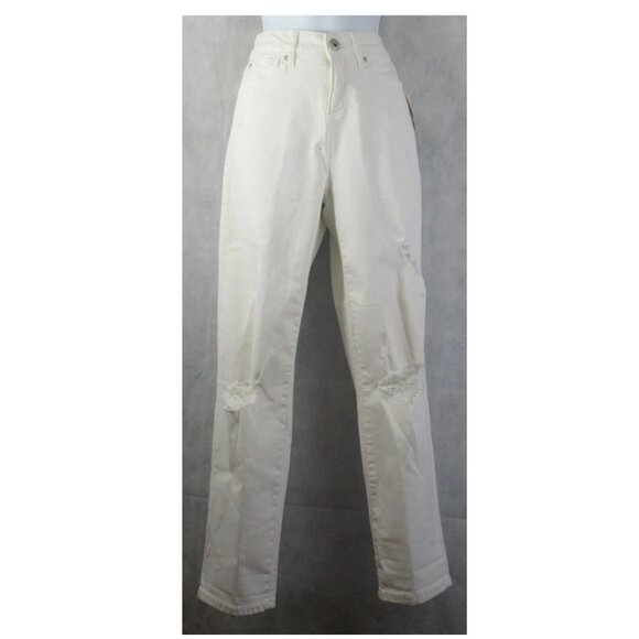 INC Women's Mid-Rise Distressed Boyfriend Jeans, White, Size 4 / 27 Waist - Picture 1 of 2